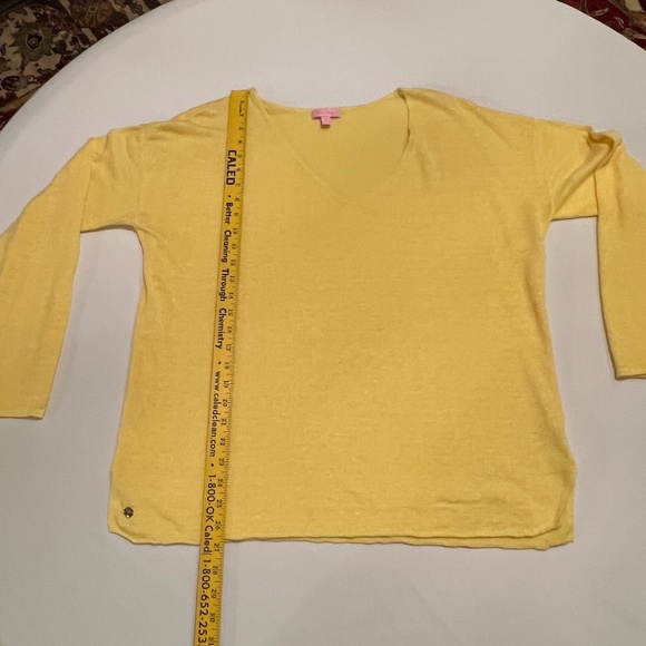 Lilly Pulitzer Taryn Linen Sweater V- Neck Dandelion Yellow Long Sleeve Sz XL - Picture 7 of 12